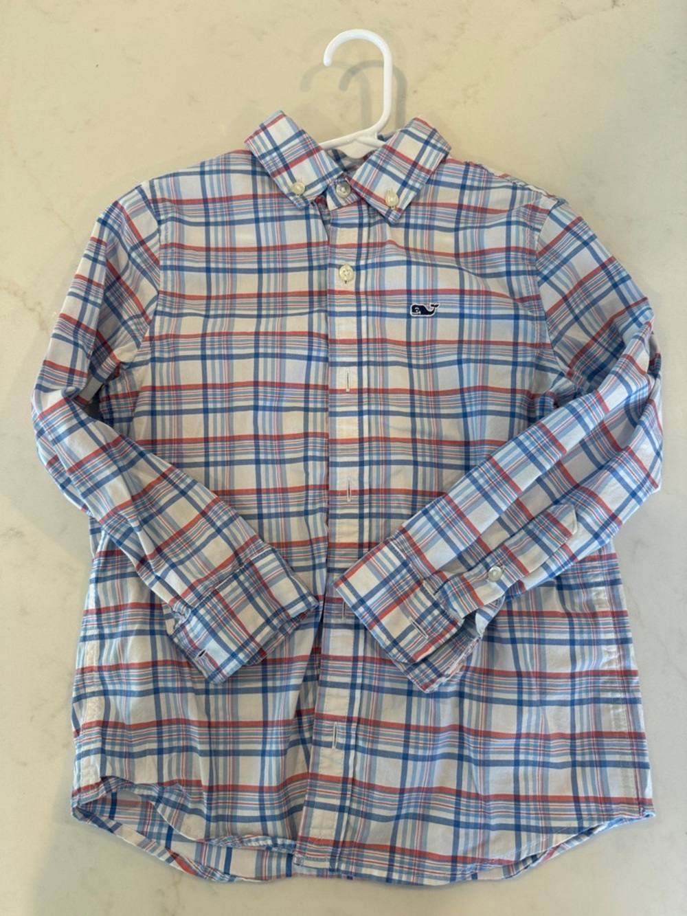 Vineyard Vines Boys' Plaid Button-Down Shirt - White/Blue/Red